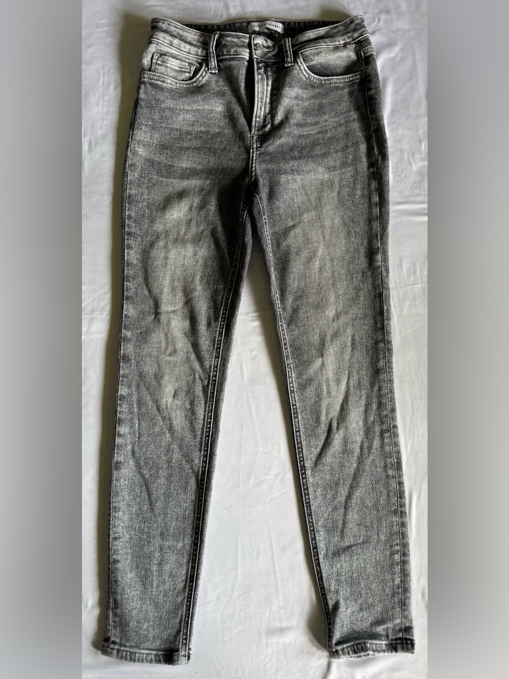 Flying Monkey High Rise Skinny Jeans Gray Acid Wash Women’s 29 Stretch Denim - Picture 5 of 10
